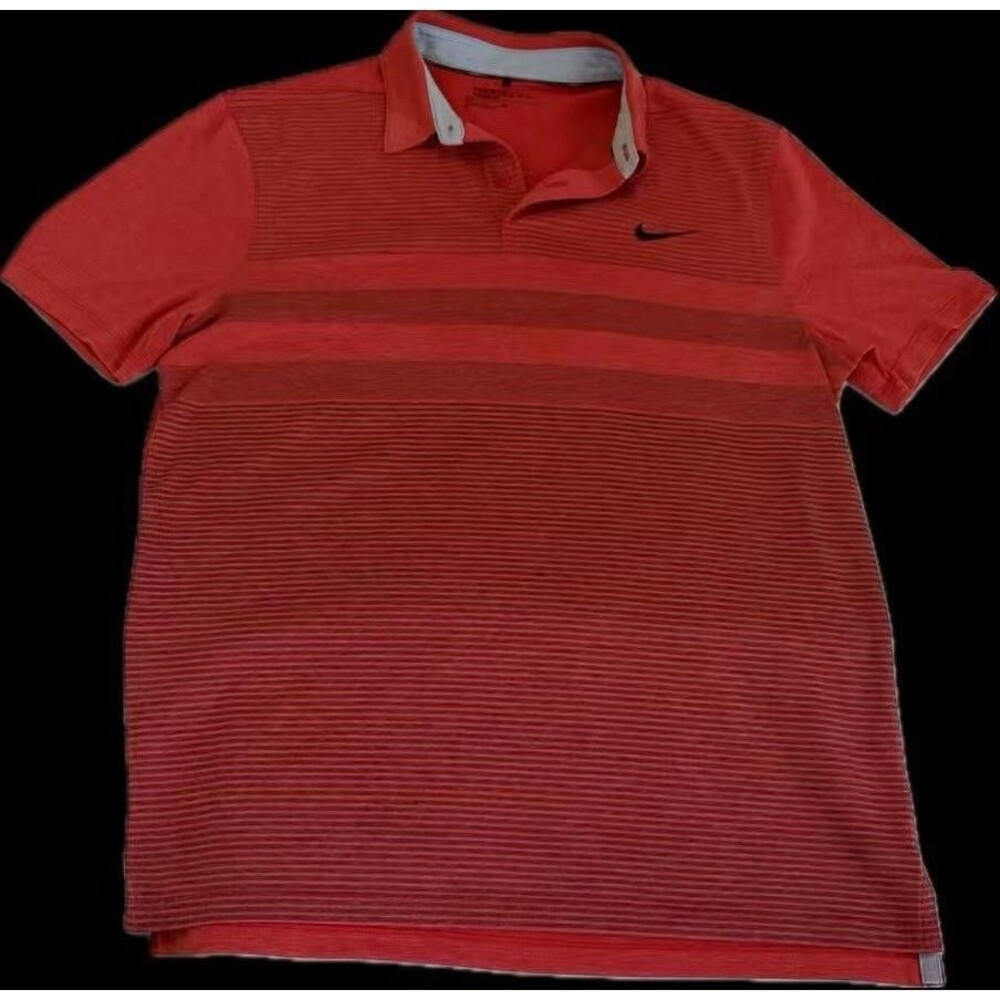 Nike Golf Modern Fit Polo, Red W/horizontal Two Tone Red Stripes, Size M